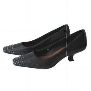 Donald Pliner Studded Square Toe Leather Kitten Heel Pumps Sz 7